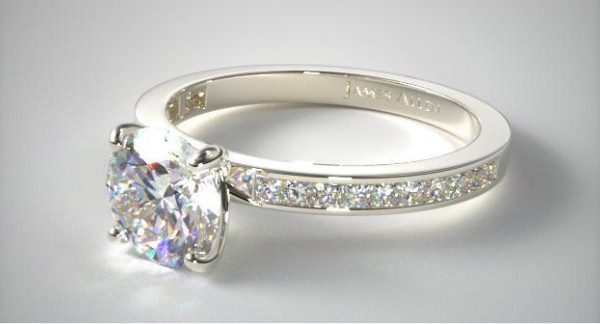 14K White Gold Channel Set Princess Cut Diamond Engagement Ring