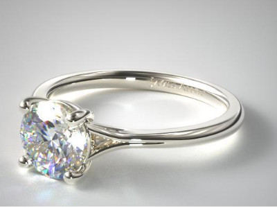 14K White Gold Classic Split Shank Solitaire Diamond Engagement Ring