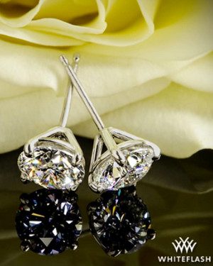 14k White Gold 4 prong "Martini" Diamond Earrings--Settings Only