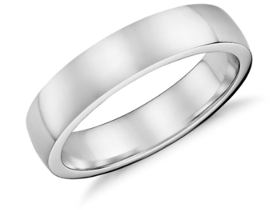 Low Dome Comfort Fit Wedding Ring in 18k White Gold (5mm)