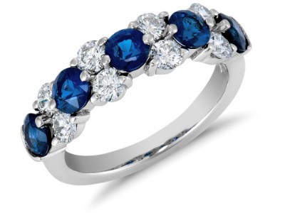 Sapphire and Diamond Garland Ring in Platinum (7/8 ct. tw.)