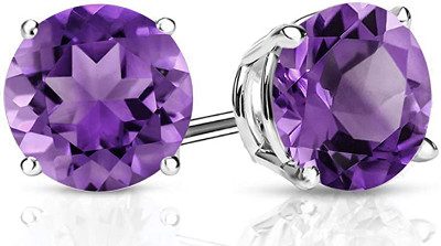 Gem Stone King 925 Sterling Silver Purple Amethyst Stud Earrings