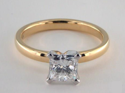 1.01 Carat E-VVS2 Princess Cut Diamond 2mm Comfort Fit Solitaire Engagement Ring