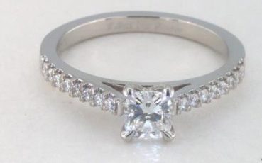 Cushion Cut Pave Diamond Engagement Ring In Platinum