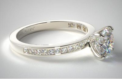 14k white gold channel set princess cut diamond engagement ring