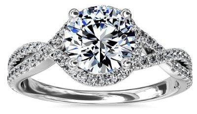 twisted halo diamond engagement ring