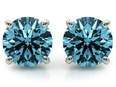 2 ct. tw. Blue Round 4-Prong Stud Earrings