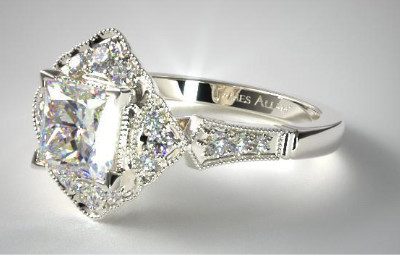 14K White Gold Regal Frame Diamond Engagement Ring