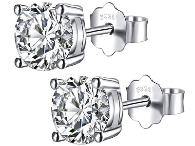 925 Sterling Silver And Cubic Zirconia Stud Earrings