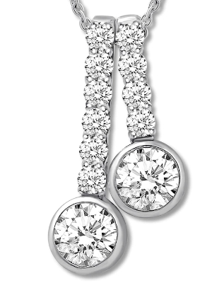 Ever Us Diamond Necklace 1 ct tw Round-cut 14K White Gold 19"