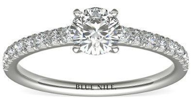 French Pavé Diamond Engagement Ring