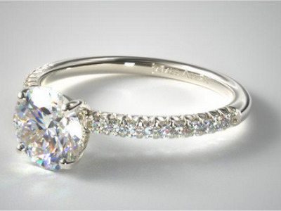 Lab-Created 1.68 Carat E-VS1 Princess Cut Diamond Petite Pavé Engagement Ring