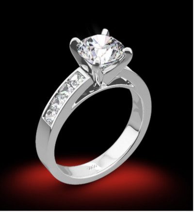 Platinum Valoria Princess Channel-Set Diamond Engagement Ring