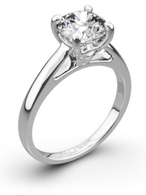 Platinum Ritani 1RZ7234 Cathedral Surprise Diamonds Solitaire Engagement Ring