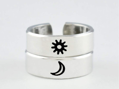 Sun Moon Aluminum Cuff Rings