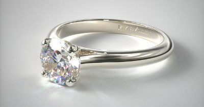 14K White Gold Sleek Diamond Engagement Ring