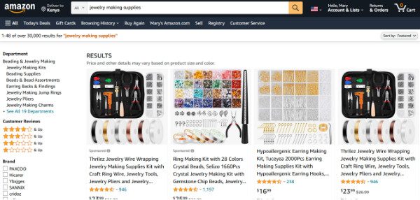 Buying Jewelry Supplies at Amazon