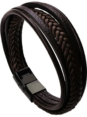 Murtoo Mens Leather Bracelet with Magnetic Clasp