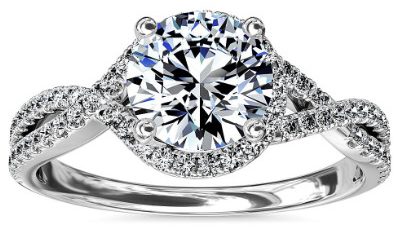 twisted halo diamond engagement ring