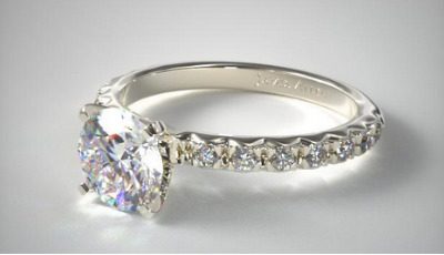 2.00 Carat I-VS2 Princess Cut Diamond French Cut Pavé Diamond Engagement Ring